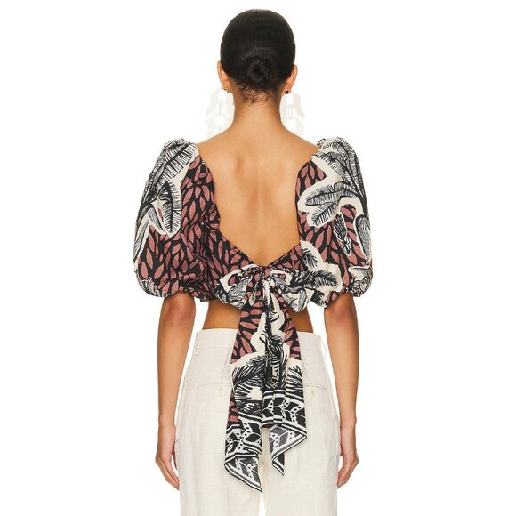 Johanna Ortiz Paraiso Natural Tropical Print Crop Top Burnt Size 6 NEW NWT - Picture 2 of 12